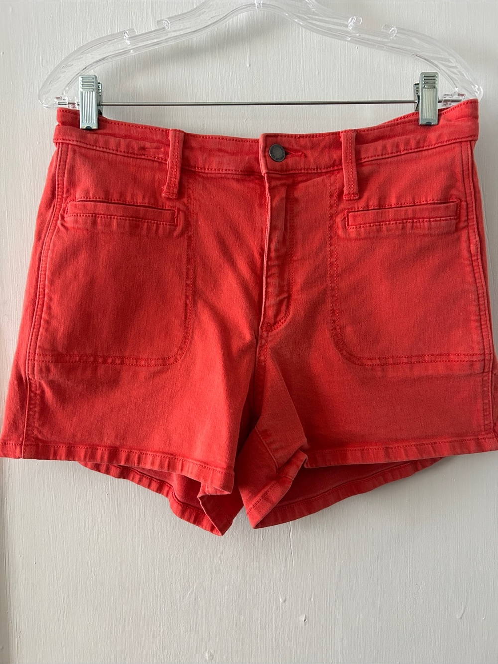 Universal Thread Bright Red Denim Shorts with Front Patch Pockets